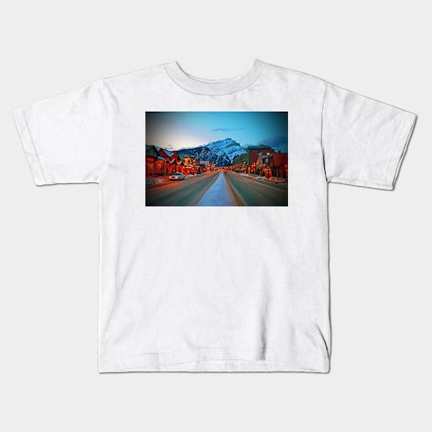 Banff Avenue Alberta Canadian Rockies Canada Kids T-Shirt by AndyEvansPhotos